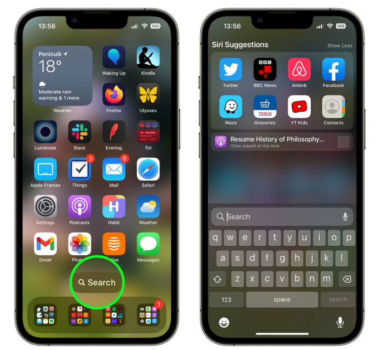 吉水苹果手机维修分享升级到 iOS 16 后，如何删除主屏幕上的搜索按钮 