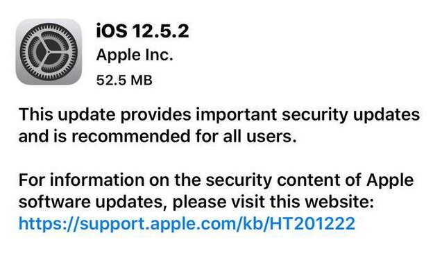 吉水苹果手机维修分享iOS12.5.2发布，建议所有老苹果用户安装 